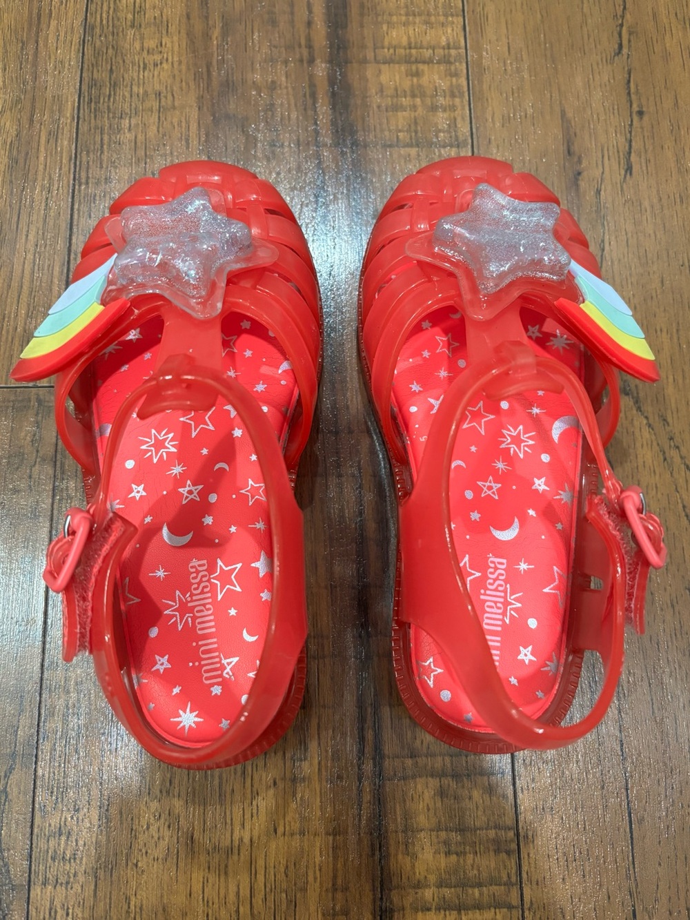 Mini Melissa Possession II Glitter Pink Jelly Sandals Star Rainbow Toddler 10 - Picture 5 of 12